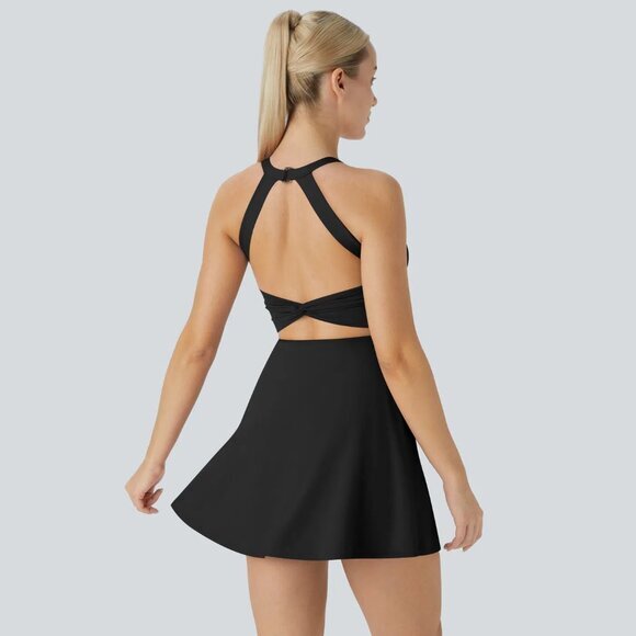 Halara Softlyzero Airy Twisted Cool Touch Activewear Dress Black Easy Peezy XS - Picture 2 of 12